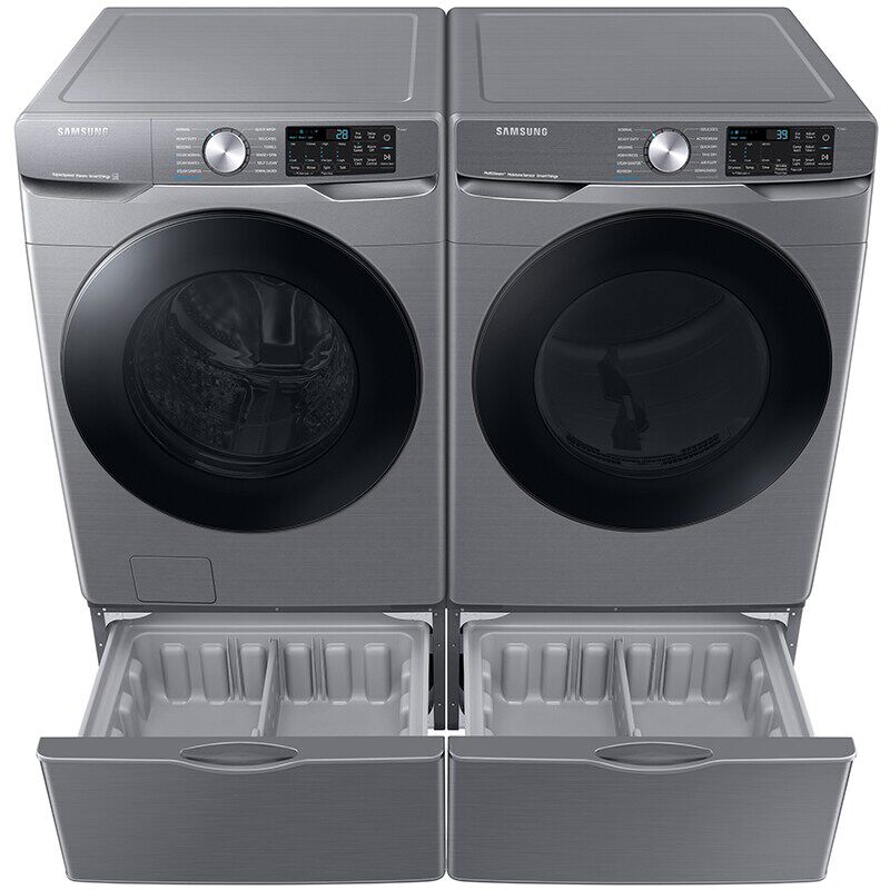 Samsung 27 in. 7.5 cu. ft. Smart Stackable Gas Dryer with Sanitize+, Steam Cycle & Sensor Dry - Platinum, Platinum, hires