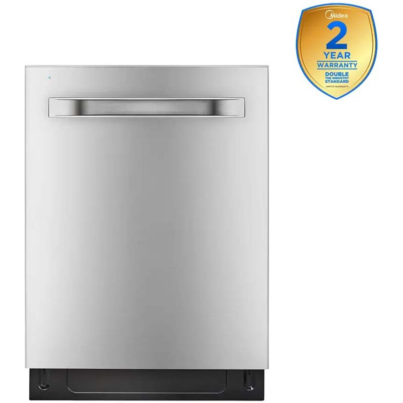 Midea 24 in. Top Control Smart Dishwasher with 47 dBA Sound Level, 3rd-Rack, 3-Stage Total Drying & Pocket Handle - Stainless Steel, , hires