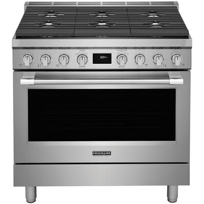 Frigidaire Professional 36 in. 4.4 cu. ft. Dual Convection Dual Fuel Range with 6 Sealed Burners - Stainless Steel | PCFD3670AF