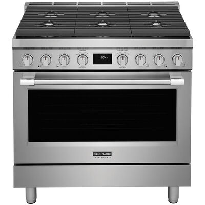 Frigidaire Professional 36 in. 4.4 cu. ft. Convection Oven Freestanding Dual Fuel Range with 6 Sealed Burners - Smudge-Proof Stainless Steel | PCFD3670AF
