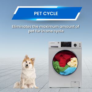 Equator 24 in. 1.6 cu. ft. Electric Front Load Laundry Center with Pet Cycle, Sanitize Cycle & Sensor Dry - Silver, Silver, hires