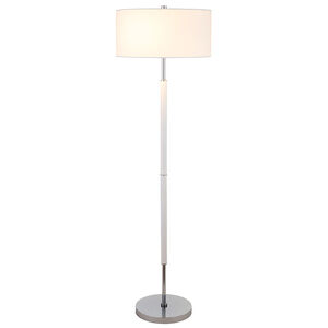 Hudson & Canal Simone Matte White and Polished Nickel 2-Bulb Floor Lamp, , hires