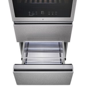 LG Signature InstaView 28 in. Freestanding Smart Wine Cooler with 2 Freezer Drawers, Multi-Zone & 65 Bottle Capacity - Textured Steel, , hires