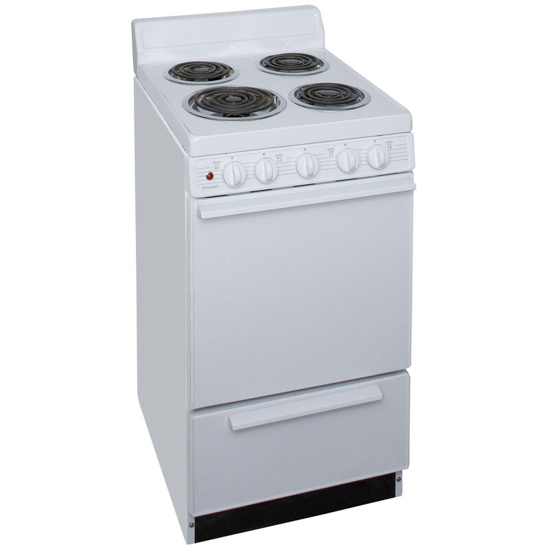 Premier 21" Freestanding Electric Range with 4 Coil Burners, 2.4 Cu. Ft. Single Oven & Storage Drawer - White, , hires