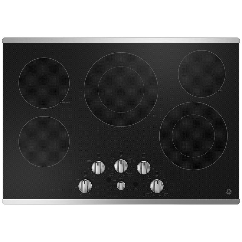 GE 30 in. 5-Burner Electric Cooktop with Simmer Burner & Power Burner - Stainless Steel, , hires