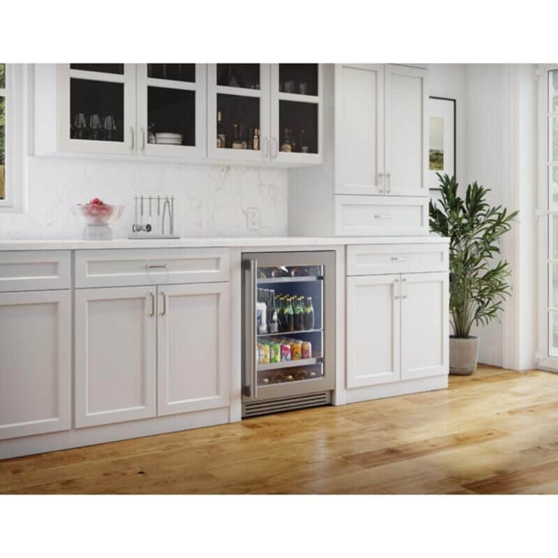 Zephyr Presrv Series 24 in. Built-In/Freestanding 5.6 cu. ft. Compact Beverage Center with Adjustable Shelves & Digital Control - Stainless Steel, , hires
