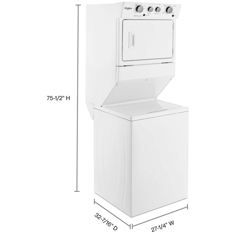 Whirlpool 27 in. Laundry Center with 3.5 cu. ft. Washer with 9 Wash Programs & 5.9 cu. ft. Gas Dryer & 4 Dryer Programs - White, , hires