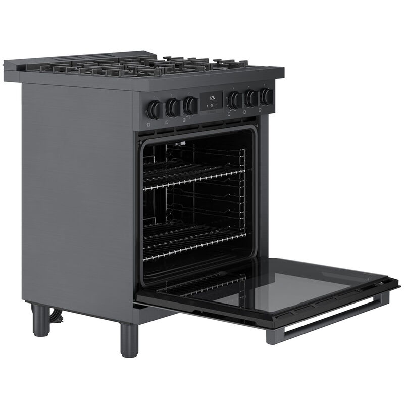 Bosch 800 Series 30 in. 3.7 cu. ft. Convection Oven Freestanding Gas Range with 5 Sealed Burners - Black with Stainless Steel, , hires