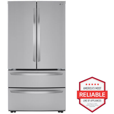 LG 36 in. 26.9 cu. ft. 4-Door French Door Refrigerator with Internal Water Dispenser - Stainless Steel | LMWS27626S