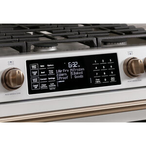 Cafe 30 in. 6.7 cu. ft. Smart Air Fry True European Convection Double Oven Slide-In Gas Range with 6 Sealed Burners & Griddle - Matte White, Matte White, hires