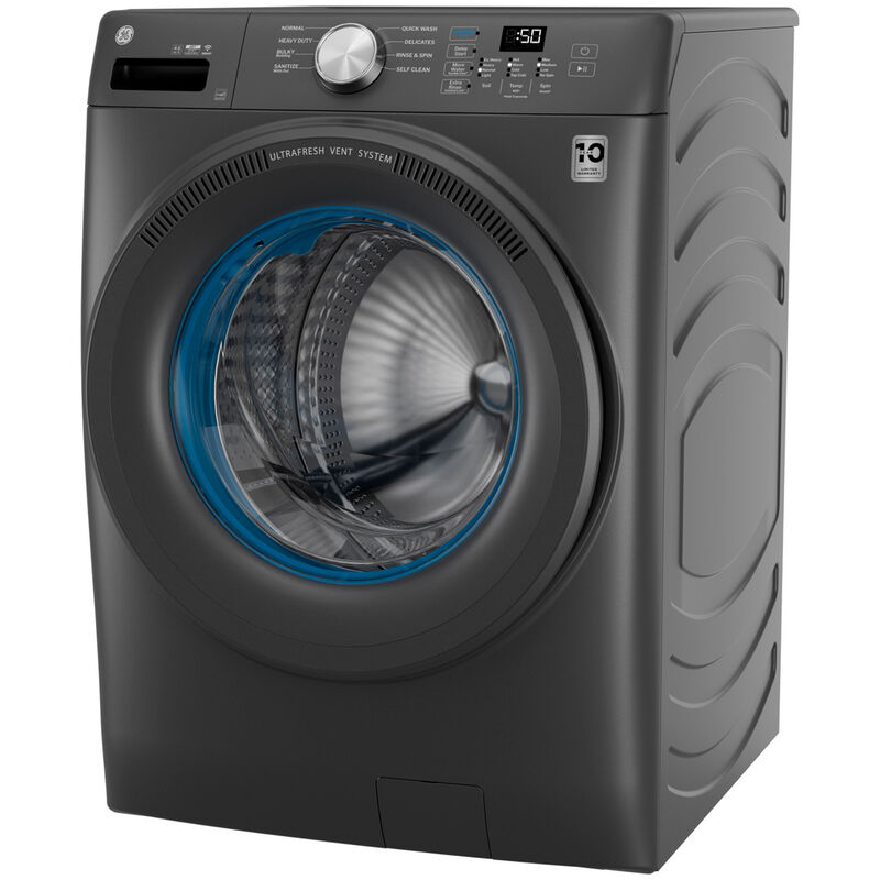 GE 28 in. 4.6 cu. ft. Smart Stackable Front Load Washer with Sanitize with Oxi - Carbon Graphite, , hires