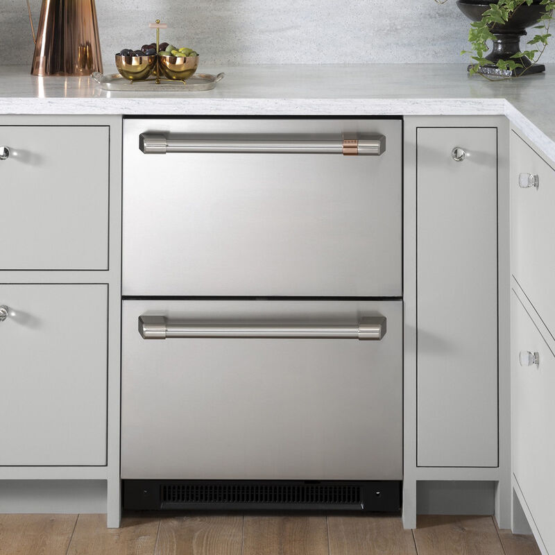 Cafe 24 in. 5.7 cu. ft. Double Refrigerator Drawers - Stainless Steel, Stainless Steel, hires