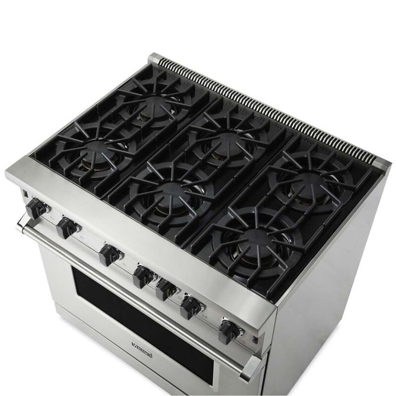 Viking 5 Series 36 in. 5.1 cu. ft. Standard Convection Gas Range with Open Burners - Stainless Steel, , hires