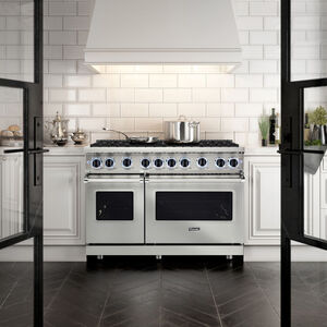 Viking 7 Series 48 in. 7.3 cu. ft. True European Convection Double Oven Dual Fuel Range with 6 Sealed Burners & Griddle - Stainless Steel, , hires