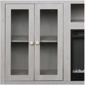 Lilola Ellington 70"W Light Gray Finish Fireplace TV Stand Console with Heater, LED Light, Cabinets, Shelves, , hires