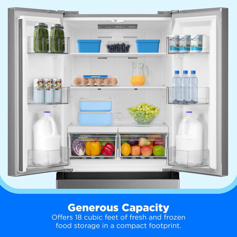 Midea 30 in. 18.4 cu. ft. French Door Refrigerator - Stainless Steel, , hires
