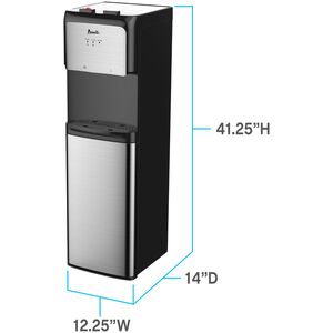 Avanti 12 in. Freestanding Hot & Cold Water Dispenser with Child Safety Guard - Stainless Steel with Black Cabinet, , hires