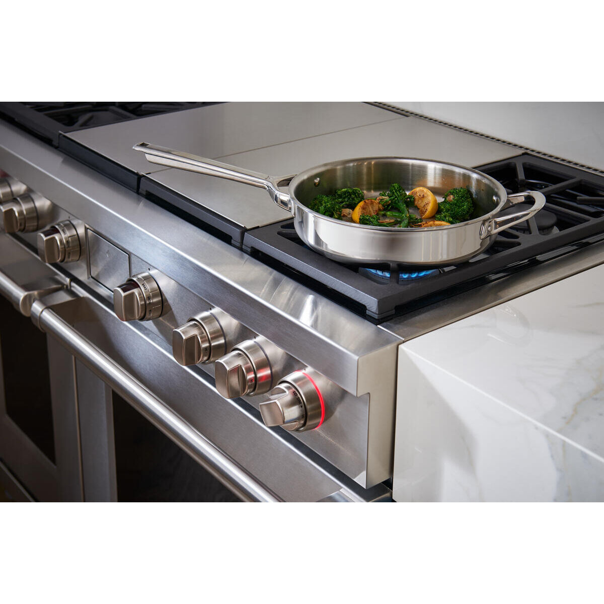 Wolf 48 in. & 60 in. Dual Fuel Range Knob Kit - Brushed Stainless