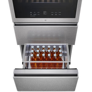 LG Signature InstaView 28 in. Freestanding Smart Wine Cooler with 2 Freezer Drawers, Multi-Zone & 65 Bottle Capacity - Textured Steel, , hires
