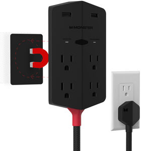 Monster Cable Power Shield XL 4AC Grounded, 2 USB-A and 540J Surge Protection - Black, , hires