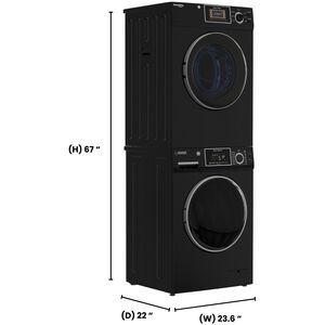 Equator 24 in. 1.62 cu. ft. Electric Front Load Laundry Center with Sensor Dry, Pet & Sanitize Cycle - Black, , hires