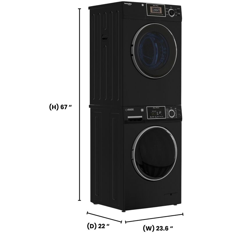 Equator 24 in. 1.62 cu. ft. Electric Front Load Laundry Center with Sensor Dry, Pet & Sanitize Cycle - Black, , hires