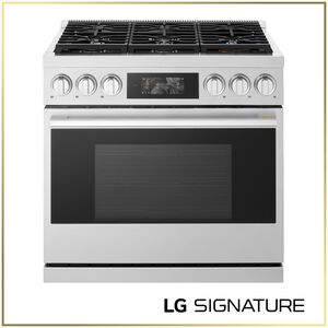 LG SIGNATURE 36 in. 6.3 cu. ft. Smart Air-Fry True European Convection Slide-In Gas Range with 6 Sealed Burners - Stainless Steel, , hires