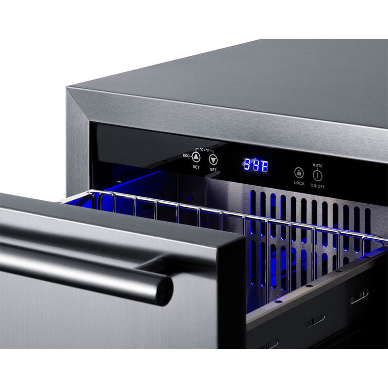 Summit 18 in. 3.4 cu. ft. Outdoor Double Refrigerator Drawers - Stainless Steel/Panel Ready, , hires