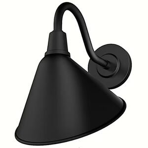 Hunter Cassius Rustic Modern Metal Cone Outdoor Medium Wall Light-Matte Black, , hires