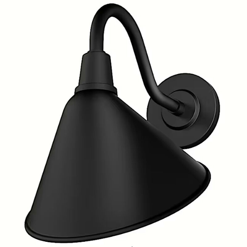 Hunter Cassius Rustic Modern Metal Cone Outdoor Medium Wall Light-Matte Black, , hires