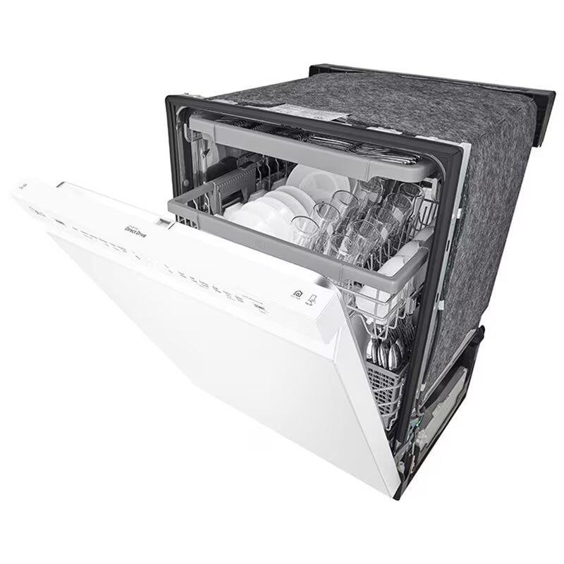 LG 24 in. Front Control Dishwasher with 48 dBa Sound Level, 3rd-Rack, Dynamic Dry & Pocket - White, White, hires