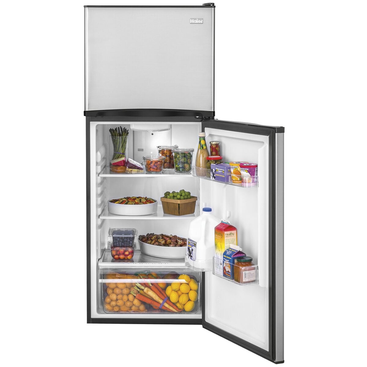 Haier 24 in. 9.8 cu. ft. Counter Depth Top Freezer Refrigerator Stainless Steel P.C. Richard Son