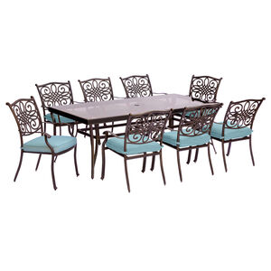 Hanover Traditions 9-Piece Glass Top Dining Set-Blue, , hires