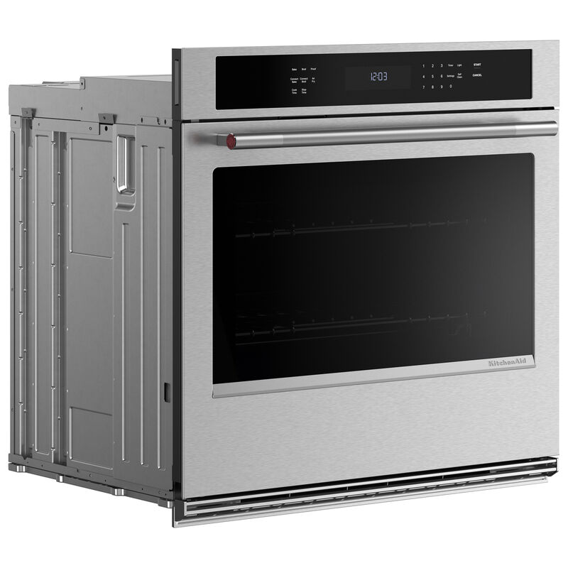 KitchenAid 30 in. 5.0 cu. ft. Electric Single Wall Oven with True European Convection - Stainless Steel with PrintShield Finish, , hires