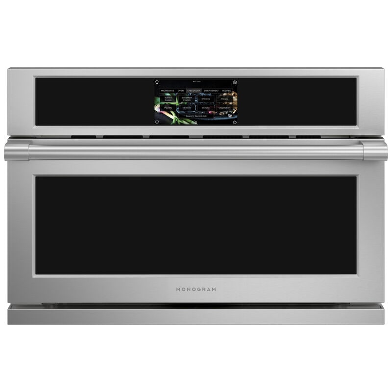 Monogram Statement Series 30 in. 1.7 cu. ft. Smart Speed/ Steam Electric Single Wall Oven with True European Convection & Sensor Cooking - Stainless Steel, , hires