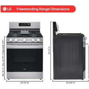 LG 30 in. 6.3 cu. ft. Smart Air Fry True European Convection Gas Range with 5 Sealed Burners & Griddle - Stainless Steel, , hires