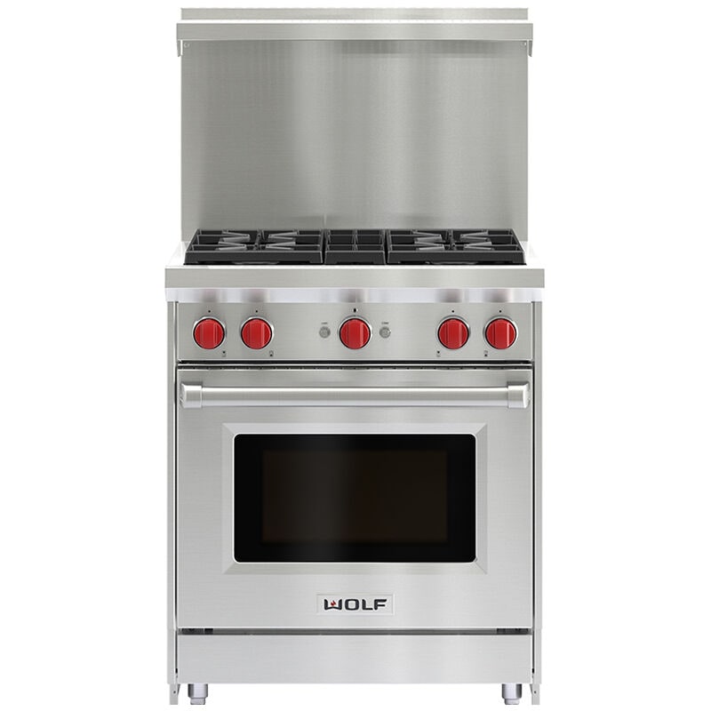 Wolf 30 in. 4.4 cu. ft. Standard Convection Gas Range with 4 Sealed Burners - Stainless Steel, , hires