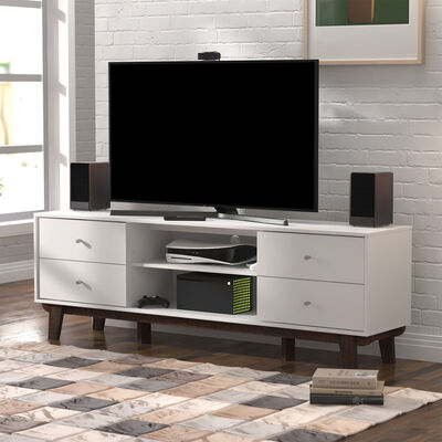 Hillsdale Furniture Kincaid 70 in. TV Stand with 4 Drawers - Matte White | 6532-882