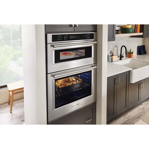 KitchenAid 30 in. 6.4 cu. ft. Electric Oven/Microwave Combo Wall Oven with True European Convection & Self Clean - Stainless Steel with PrintShield Finish, Stainless Steel with PrintShield Finish, hires