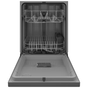 GE 24 in. Front Control Flush-Mount Dishwasher with 59 dBa Sound Level, Dry Boost & Pocket Handle - Stainless Steel, Stainless Steel, hires