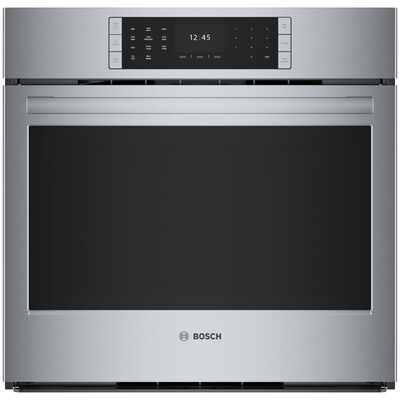 Bosch Benchmark Series 30 in. 4.6 cu. ft. Electric Single Wall Oven with True European Convection - Stainless Steel | HBLP454UC