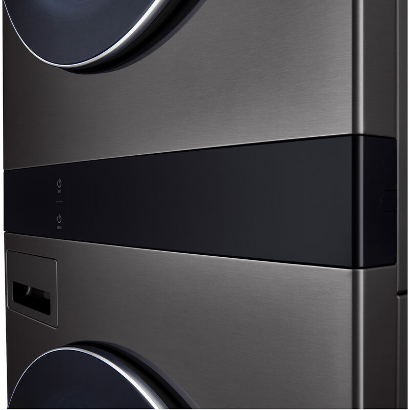 LG 27 in. 5.0 cu. ft. Smart Gas Front Load WashTower with AI Sensor Dry, TurboSteam, Allergiene Cycle, ezDispense, AI DD 2.0 Advanced Washing, Sensor Dry, Sanitize & Steam Cycle - Black Steel, , hires