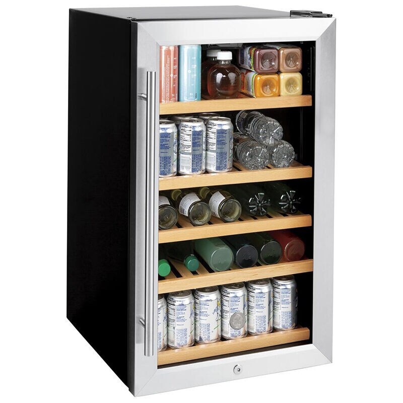 GE 19 in. 4.1 cu. ft. Freestanding Beverage Center with Adjustable Shelves & Digital Control - Stainless Steel, , hires