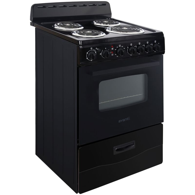 Avanti 24 in. 2.6 cu. ft. Electric Range with Coil Burners - Black, , hires