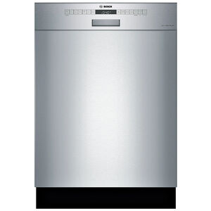 Bosch 300 Series 24 in. Smart Built-In Dishwasher with Front Control, 46 dBA Sound Level, 15 Place Settings, 6 Wash Cycles & Sanitize Cycle - Stainless Steel, , hires
