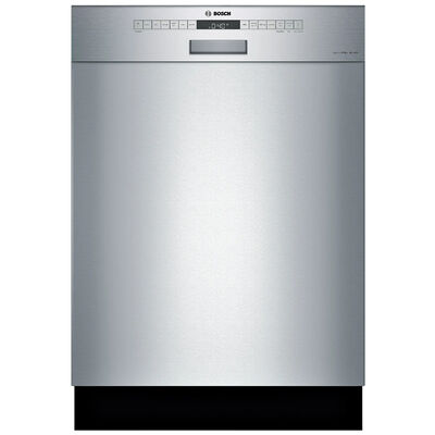 Bosch 300 Series 24 in. Smart Built-In Dishwasher with Front Control, 46 dBA Sound Level, 15 Place Settings, 6 Wash Cycles & Sanitize Cycle - Stainless Steel | SHE53B75UC