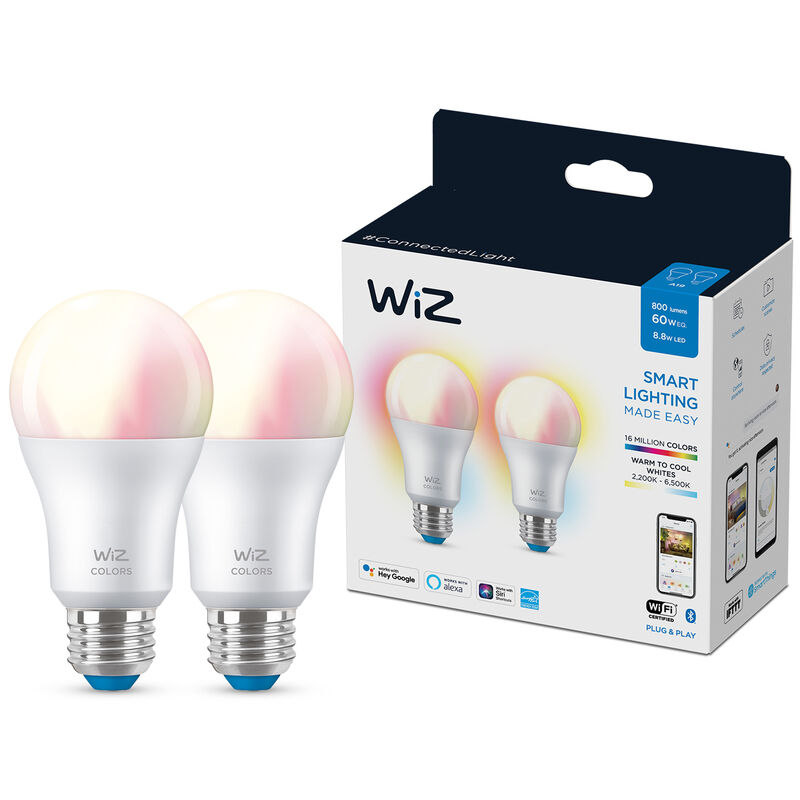WiZ - Color and Tunable White A19 Smart Bulb (2-Pack), , hires