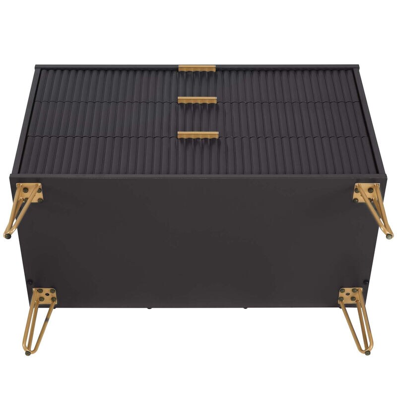 Manhattan Comfort DUMBO Modern 3-Drawer Dresser - Black, Black, hires