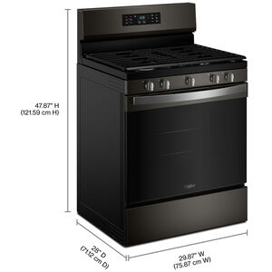 Whirlpool 30 in. 5.0 cu. ft. Air-Fry Standard Convection Gas Range with 5 Sealed Burners - Black Stainless, , hires