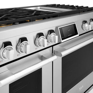SKS 48 in. 7.9 cu. ft. Smart Standard Convection Double Oven Gas Range with 6 Sealed Burners & Griddle - Stainless Steel, , hires